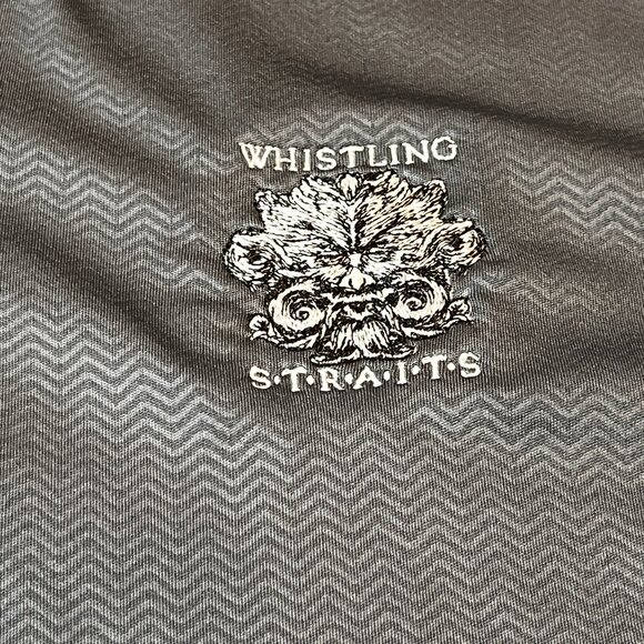 WHISTLING STRAITS Polo Shirt Mens Medium Performance Golf S/S Gray Pattern - Picture 2 of 15